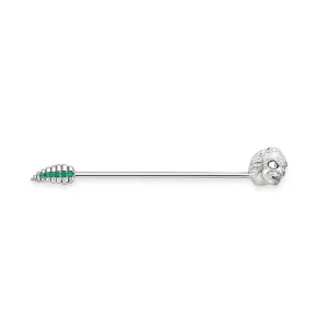 Faberge x Beetlejuice Beetlejuice 18ct White Gold Emerald Straight Headworm Collar Bar