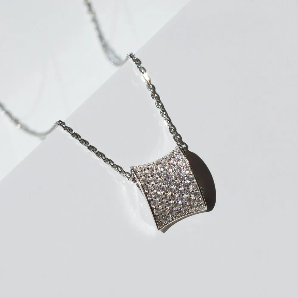 Felline Concavo Silver Necklace w. Zirconias