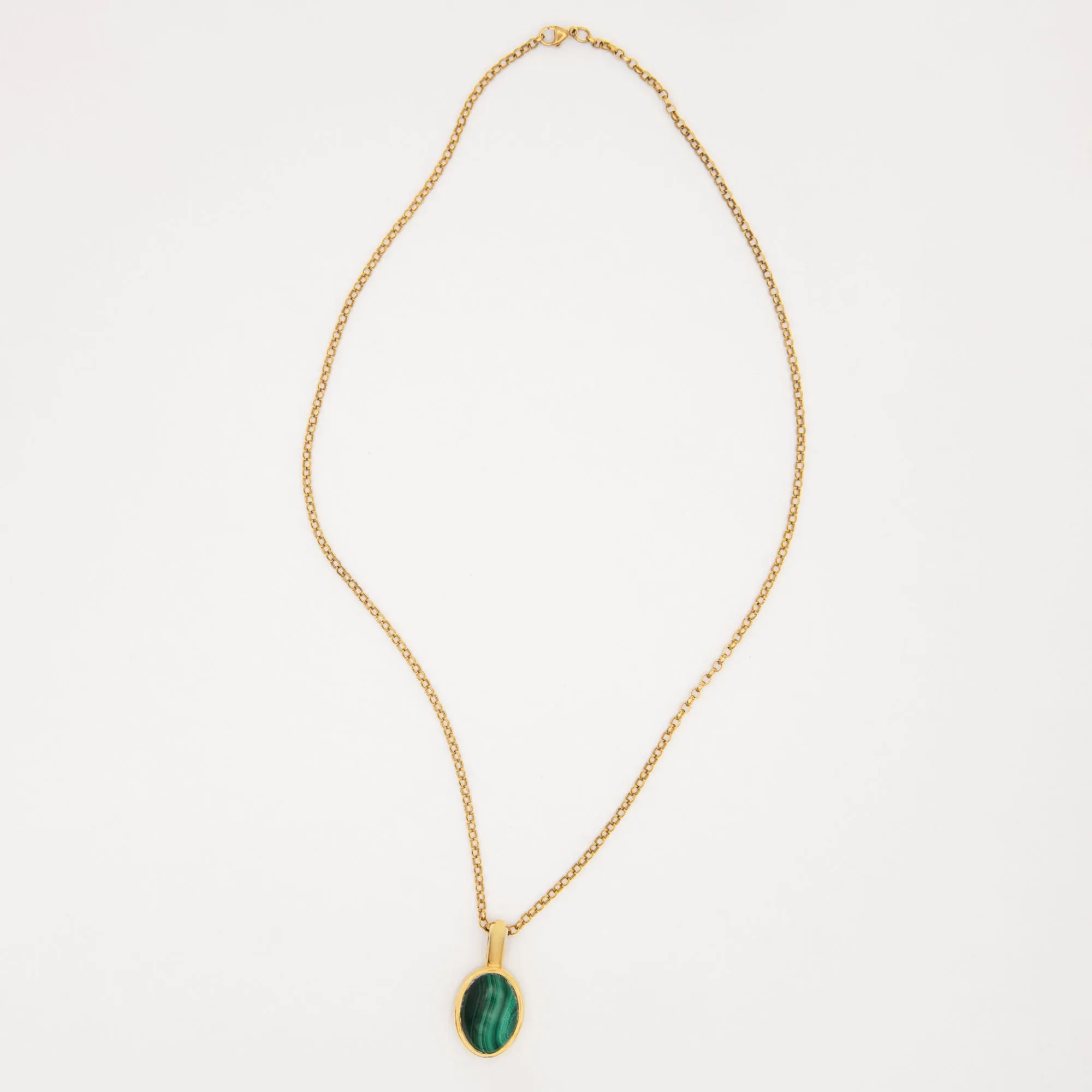 Figura Gold Plated Necklace w. Malachite