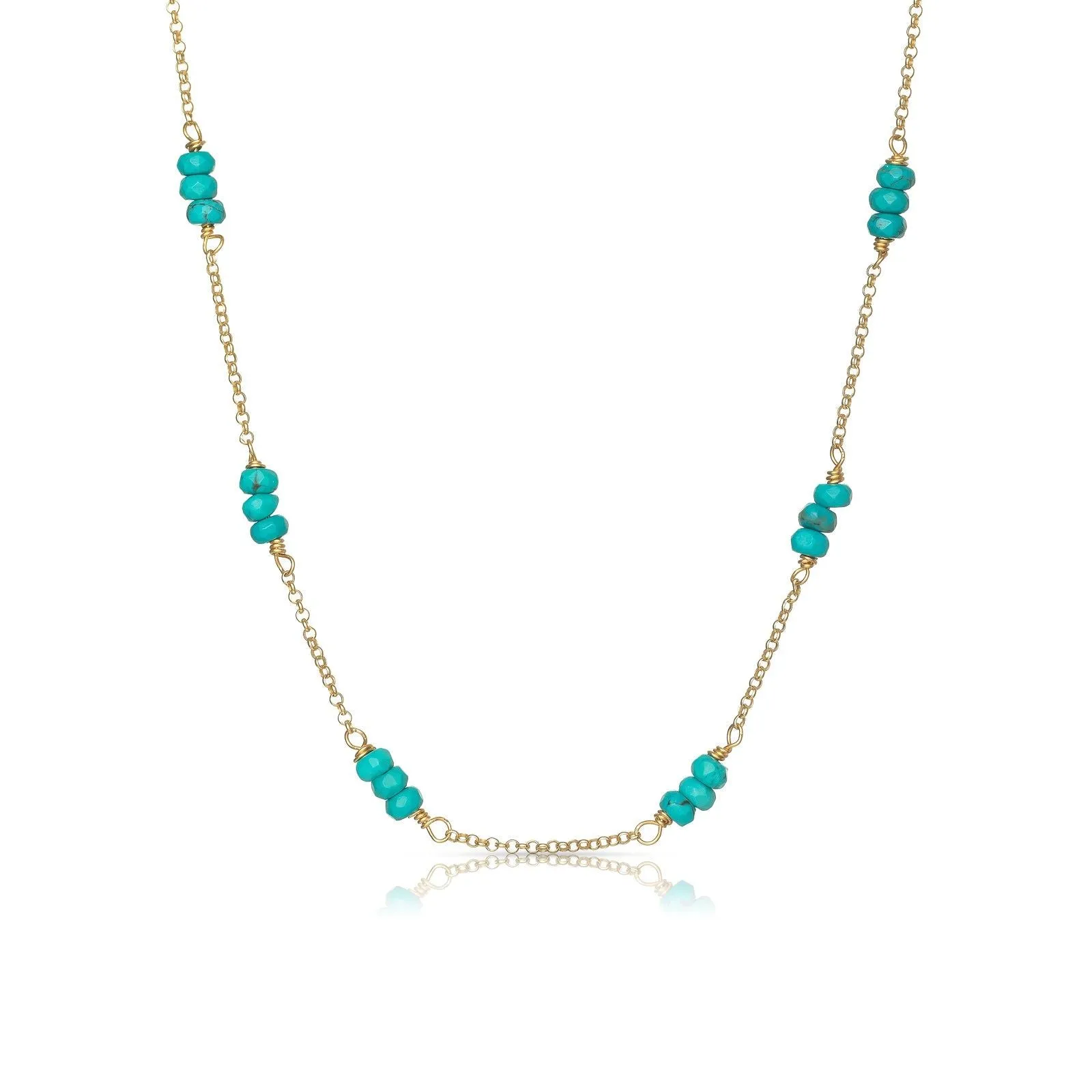 Fiji 18K Gold Plated Necklace w. Turquoise
