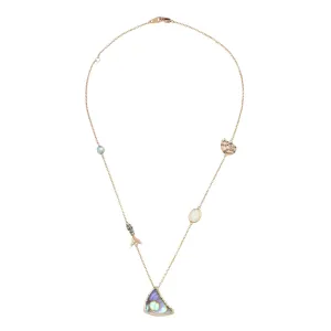 Fin Component 18K Rose Gold & White Gold Necklace w. Pearls