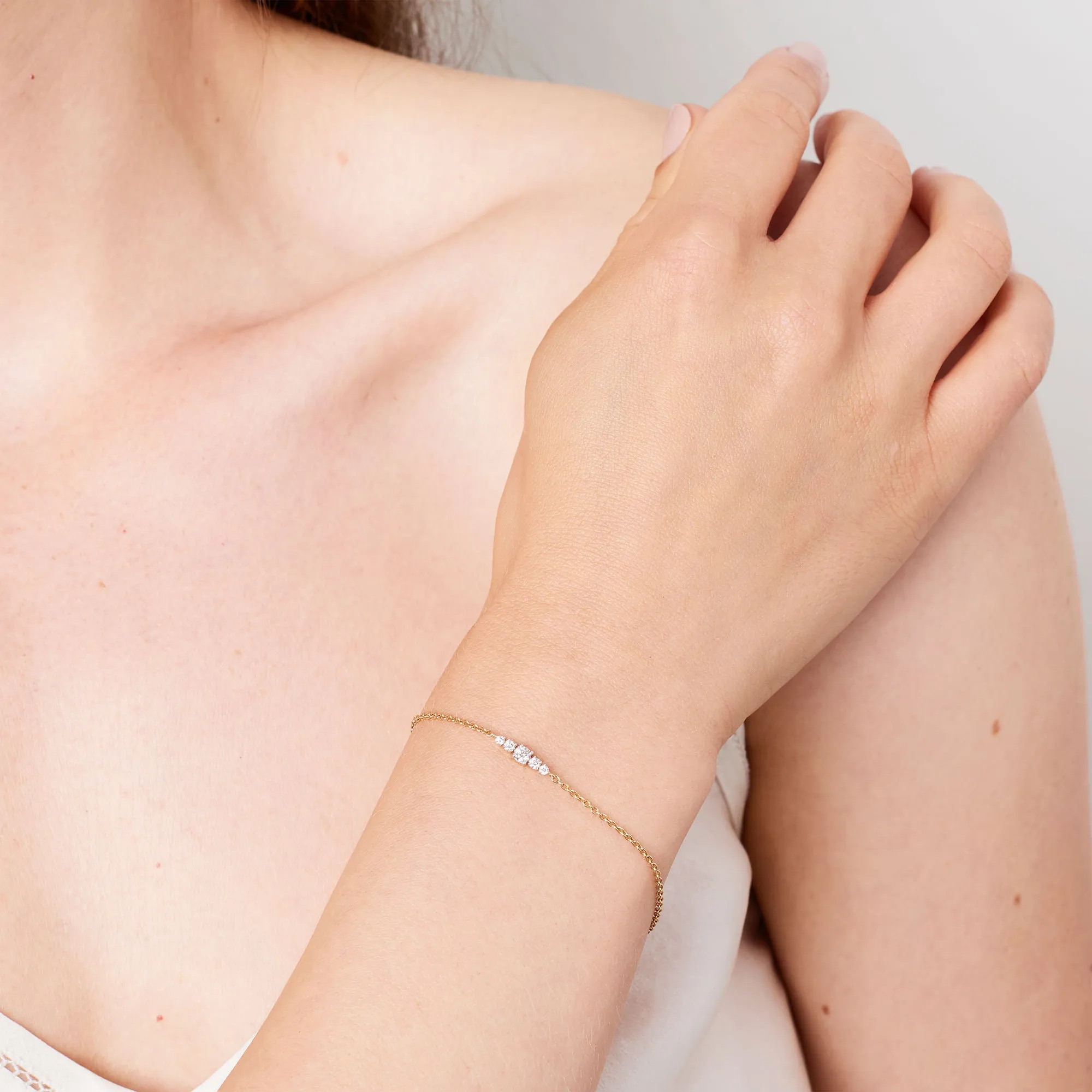 Five 14K Gold Bracelet w. Diamonds