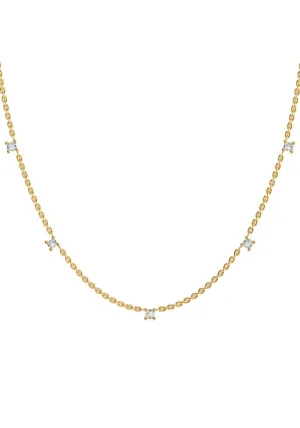 Fived 18K Gold Necklace w. Lab-Grown Diamonds