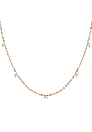 Fived 18K Rose Gold Necklace w. Lab-Grown Diamonds