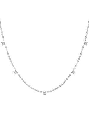Fived 18K White Gold Necklace w. Lab-Grown Diamonds