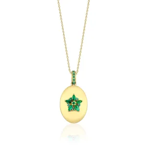 Fleur Sparkle 18K Gold Necklace w. Emeralds