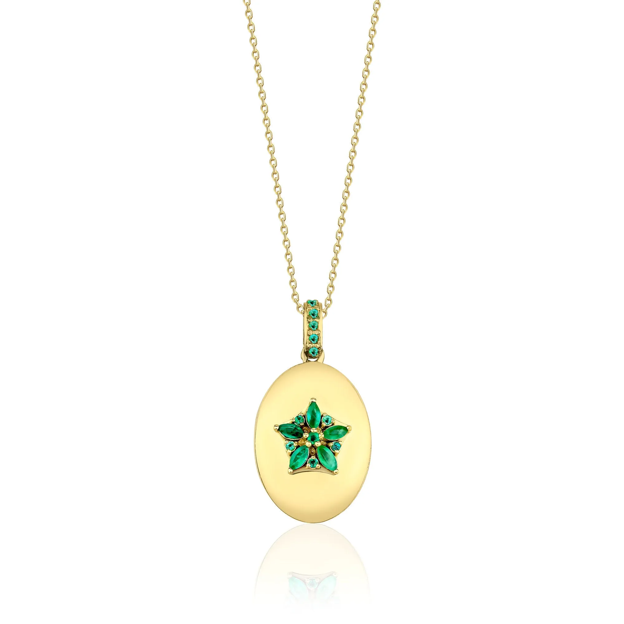 Fleur Sparkle 18K Gold Necklace w. Emeralds