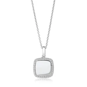 Follina Quadrato Silver Necklace w. White Zirconias