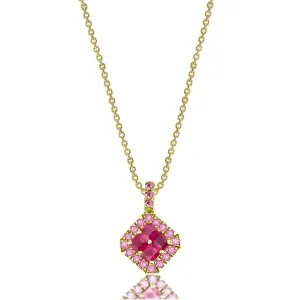 Fortuna 18K Gold Necklace w. Rubies & Sapphires