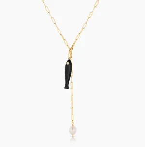 Fortuna Onyx Lariat Necklace