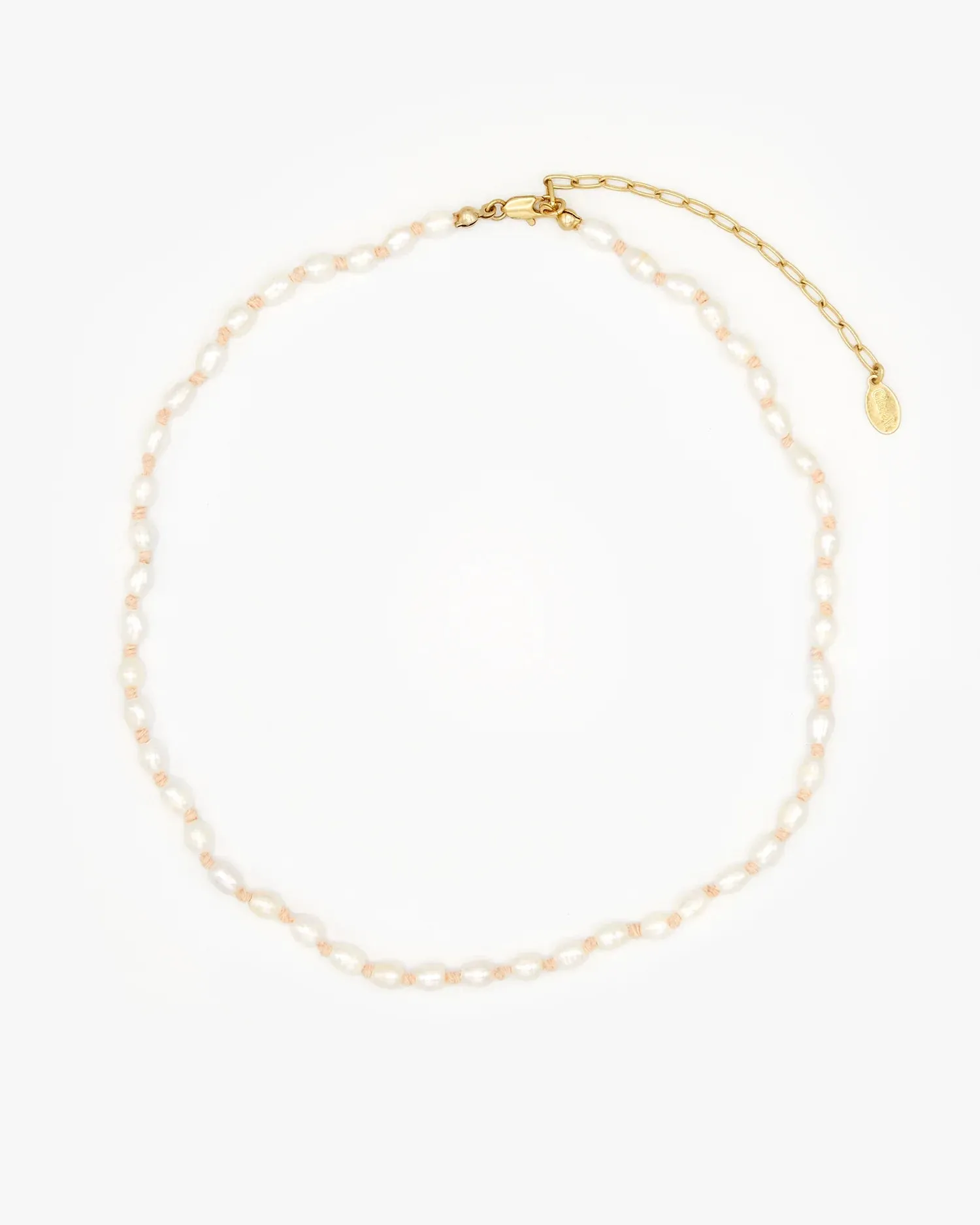 Freshwater Rice Pearl Necklace~ Cream & Blush