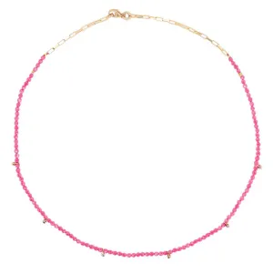 Fuchsia Gold Plated Necklace w. Jade