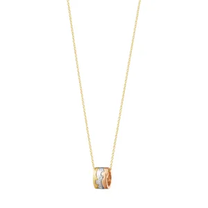 Fusion 18K Gold, White Gold & Rose Gold Necklace w. Diamonds 0.05 ct