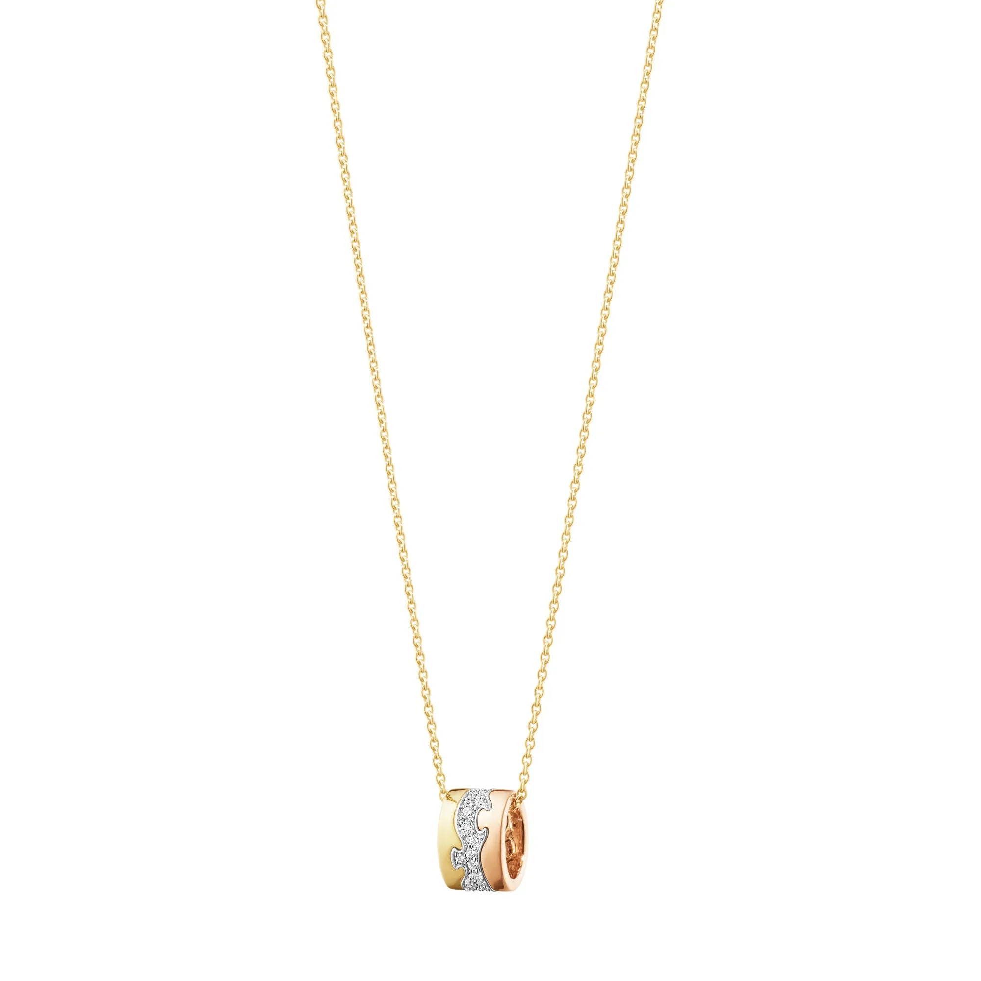 Fusion 18K Gold, White Gold & Rose Gold Necklace w. Diamonds 0.19 ct