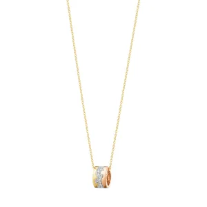 Fusion 18K Gold, White Gold & Rose Gold Necklace w. Diamonds 0.19 ct