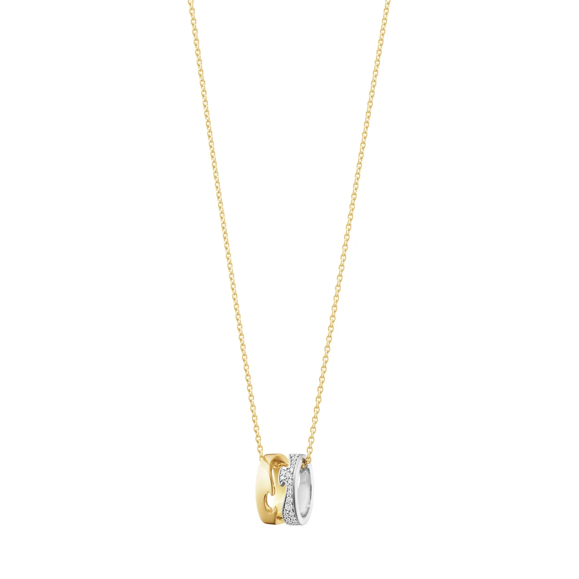 Fusion Open 18K Gold & White Gold Necklace w. Diamonds 0.22 ct