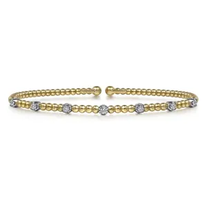 Gabriel 14K Two-Tone  Bujukan Beaded Diamond Station Bracelet
