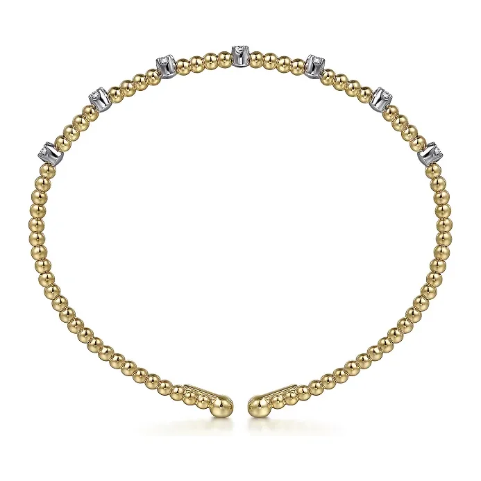 Gabriel 14K Two-Tone  Bujukan Beaded Diamond Station Bracelet
