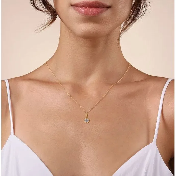 Gabriel 14K Two-Tone Diamond Bezel Cluster Pendant Necklace