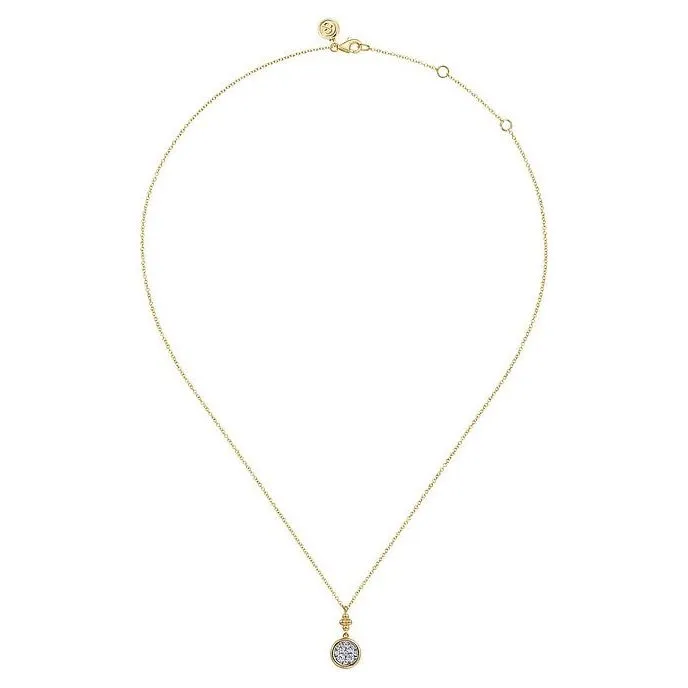 Gabriel 14K Two-Tone Diamond Bezel Cluster Pendant Necklace