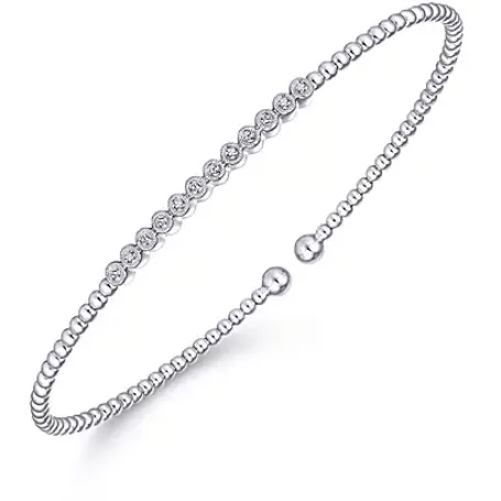 Gabriel 14K White Gold Bujukan Beaded Bezel Diamond Station Bracelet