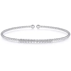 Gabriel 14K White Gold Bujukan Beaded Bezel Diamond Station Bracelet
