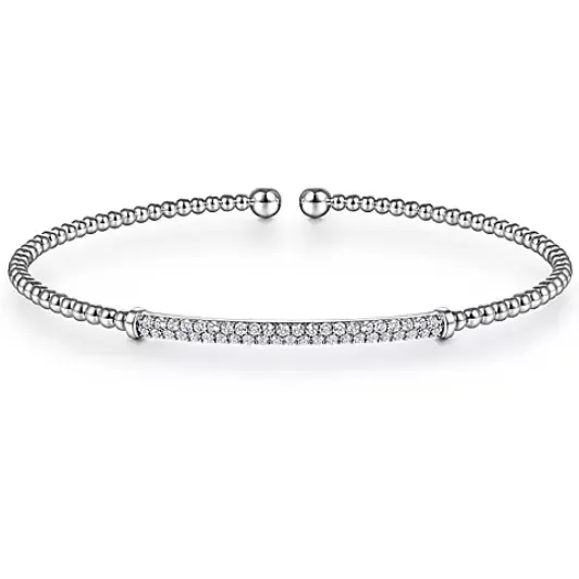 Gabriel 14K White Gold Bujukan Beaded Diamond Bar Bracelet