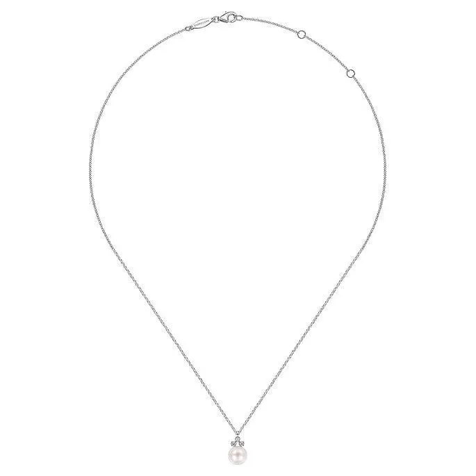 Gabriel 14K White Gold Diamond & Pearl Necklace