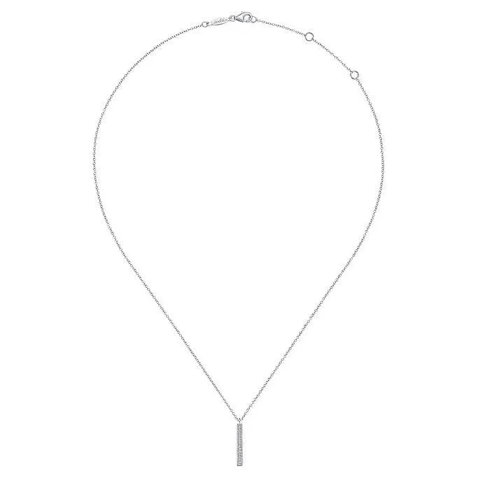 Gabriel 14K White Gold Diamond Bar Pendant Necklace