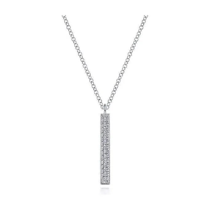 Gabriel 14K White Gold Diamond Bar Pendant Necklace