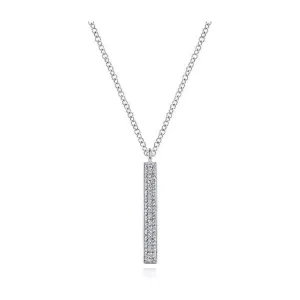 Gabriel 14K White Gold Diamond Bar Pendant Necklace