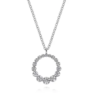Gabriel 14K White Gold Diamond Circle Lusso Necklace