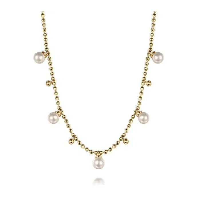 Gabriel 14K Yellow Gold Bujukan Bead & Pearl Necklace