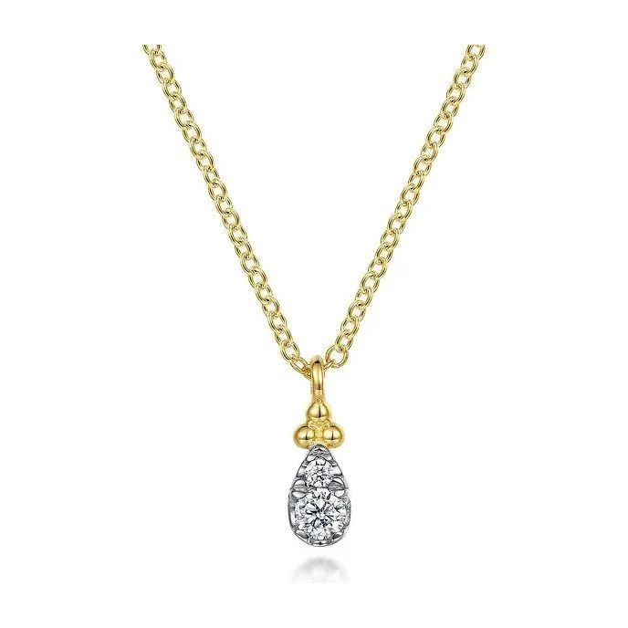 Gabriel 14K Yellow Gold Bujukan Diamond Pear Cluster Pendant Necklace