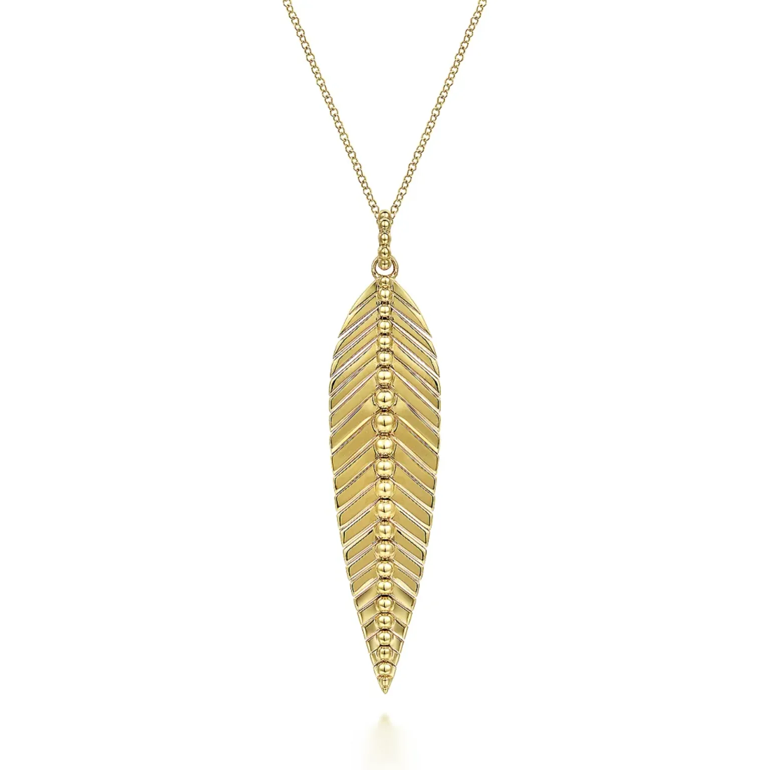 Gabriel 14K Yellow Gold Bujukan Leaf Pendant Necklace