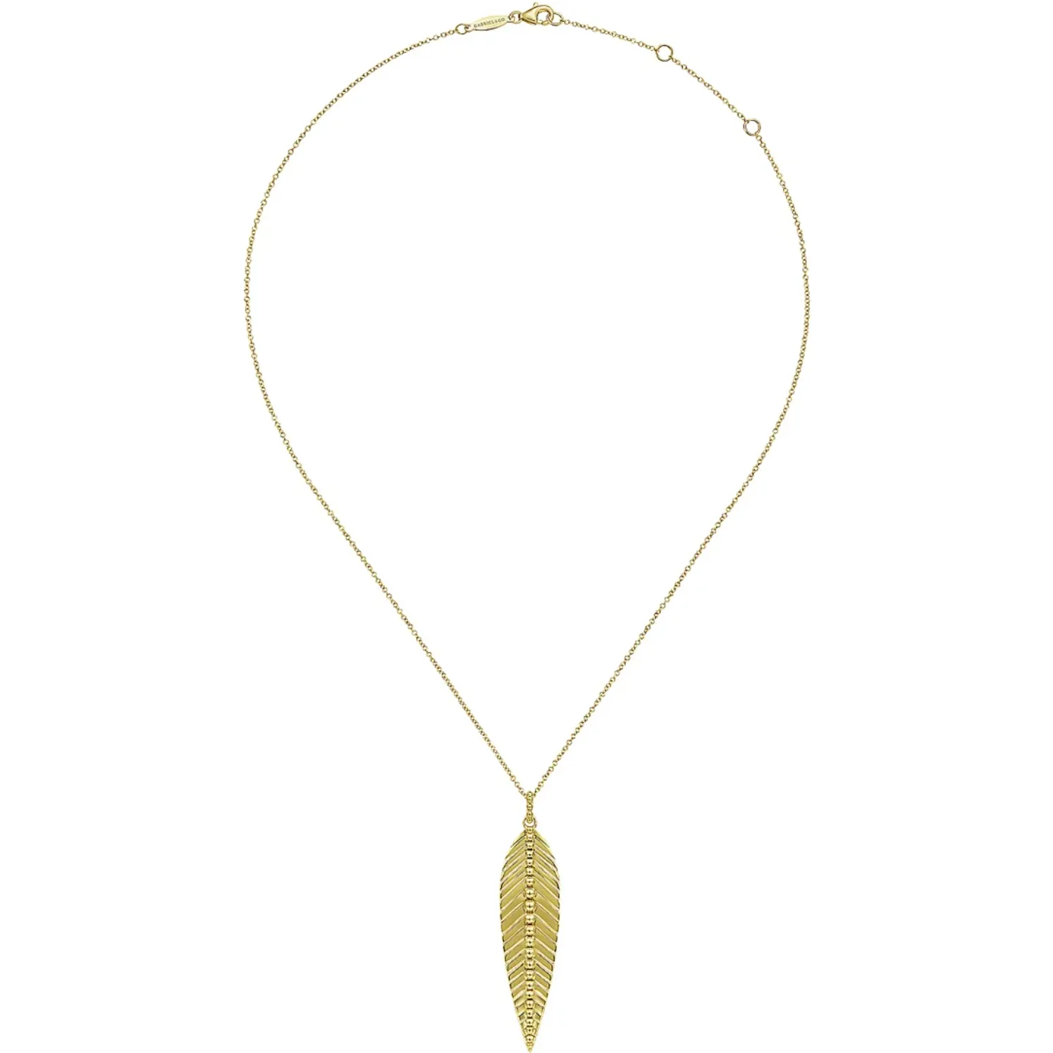 Gabriel 14K Yellow Gold Bujukan Leaf Pendant Necklace
