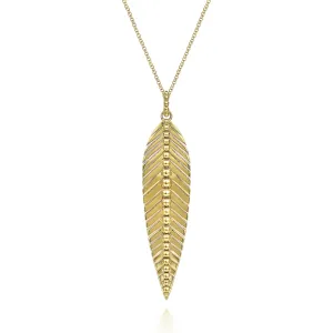 Gabriel 14K Yellow Gold Bujukan Leaf Pendant Necklace