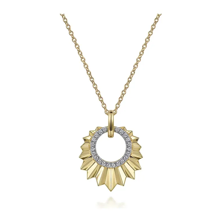 Gabriel 14K Yellow Gold Diamond Cut Textured Pendant