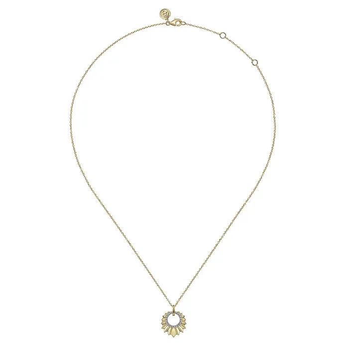 Gabriel 14K Yellow Gold Diamond Cut Textured Pendant