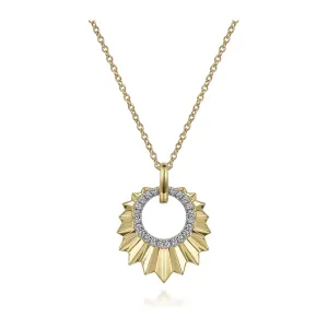 Gabriel 14K Yellow Gold Diamond Cut Textured Pendant