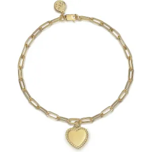 Gabriel 14K Yellow Gold Link with Heart Charm Bracelet