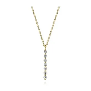 Gabriel 14K Yellow Gold White Sapphire Bar Pendant Necklace