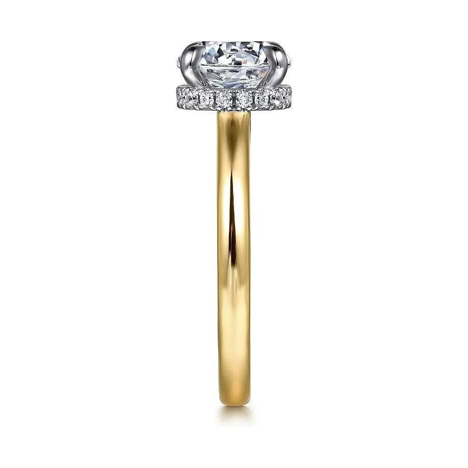 Gabriel " Sandi" 14K White-Yellow Gold Solitaire Diamond Collar Engagement Ring