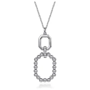 Gabriel Silver Bujukan Octagon White Sapphire Bujukan Drop Pendant Necklace