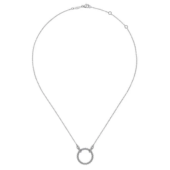 Gabriel Silver Bujukan White Sapphire Open Circle Pendant Necklace