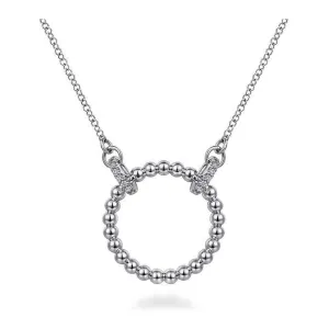 Gabriel Silver Bujukan White Sapphire Open Circle Pendant Necklace