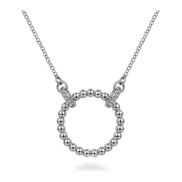 Gabriel Silver Bujukan White Sapphire Open Circle Pendant Necklace