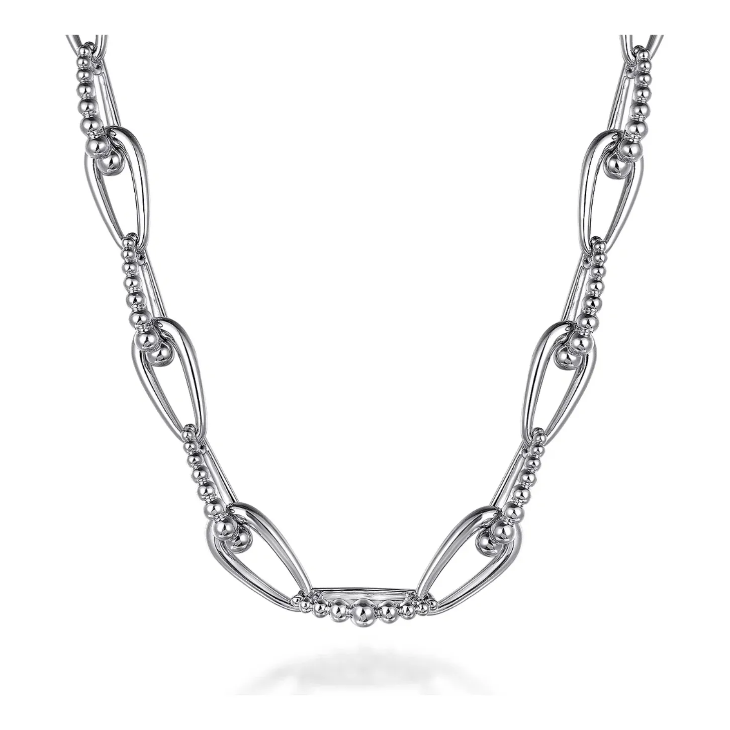 Gabriel Silver Oval Link Chain Necklace with Bujukan Connectors