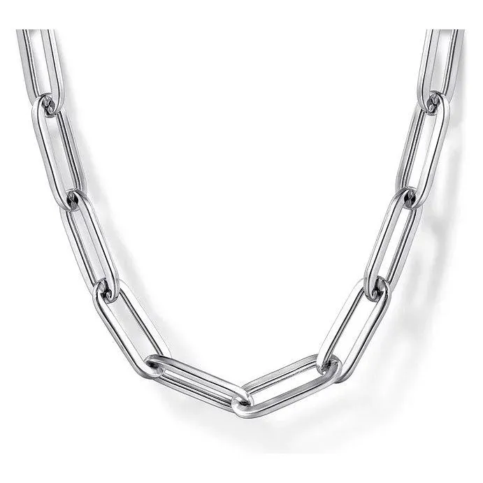Gabriel Silver Solid Paperclip Chain Necklace