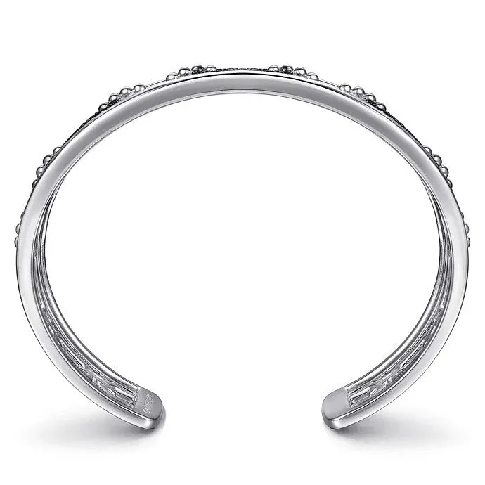 Gabriel Sterling Silver Black Spinel Bujukan Link Chain Cuff Bracelet